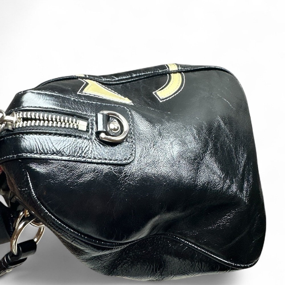 Coach Black Patent Inlaid Leather & Suede Cs Satchel Handbag - Picture 5 of 9